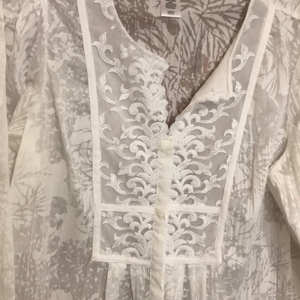 Coldwater Creek Sheer White Lace Embroidered Top - Picture 2 of 6